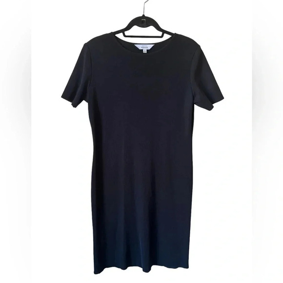 Misook Exclusively Sheath Black Dress Size M Shoulder Pads Knee Length - Picture 1 of 9